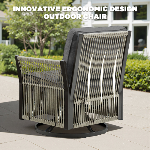 Outdoor Swivel Rocker Patio Chairs Set of 2, Wicker Furniture Swivel Patio Chairs Ideal for Porch, Poolside, Deck, and Yard in Gray
