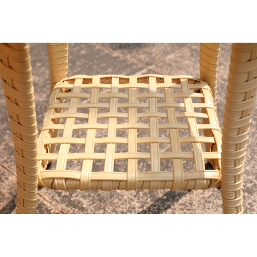 Outdoor Wicker Patio Side Table with Tempered Glass Top, 2-Tier Patio End Table with Storage Shelf, All-Weather PE Rattan Small Patio Table for Balcony, Backyard, Garden, Porch