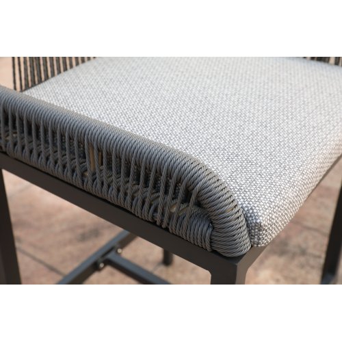 Dark Gray Counter Height Bar Stools 2 Pieces Wicker and Aluminum Modern Barstools with Cushion for Patio Balcony Pool Outdoor Indoor Counter Stool Chairs