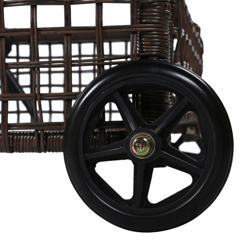 Outdoor Lounge Chair, Patio Chaise Lounge with 5-Position Backrest, Rattan Outdoor Lounge Chair with Cushion and Wheels for Poolside, Backyard, Garden (Brown+Beige)