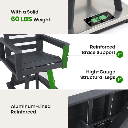 Outdoor Swivel Bar Stools, Slate Grey HDPE High-Density Polyethylene Patio Bar Chair with 360° Swivel & Ladderback, All-Weather Bar Height Stool for Deck, Porch, Poolside, Hot-Embossed Wood Grain