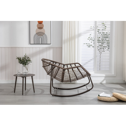 Outdoor Rattan Rocking Chair,Padded Cushion Rocker Recliner Chair Outdoor for Front Porch, Living Room, Patio, Garden, Light Green