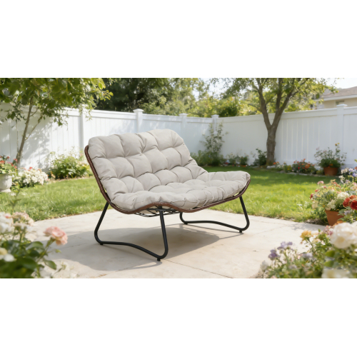 Patio Loveseat Sofa, Outdoor Wicker Loveseat with Luxury Thick Cushion, All-Weather Patio Furniture Set, Outdoor Glider Bench for Garden Balcony Backyard