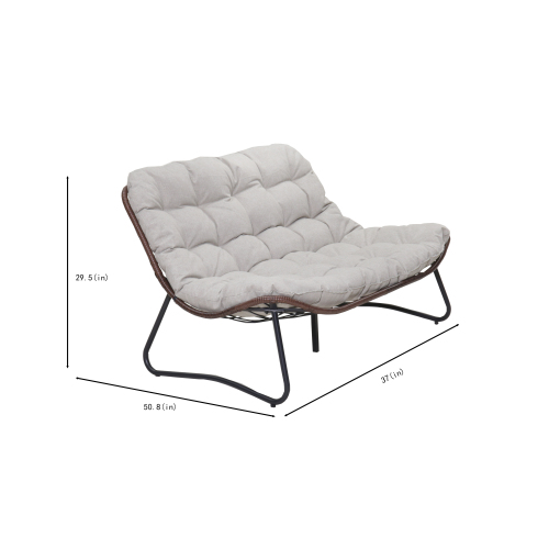 Patio Loveseat Sofa, Outdoor Wicker Loveseat with Luxury Thick Cushion, All-Weather Patio Furniture Set, Outdoor Glider Bench for Garden Balcony Backyard